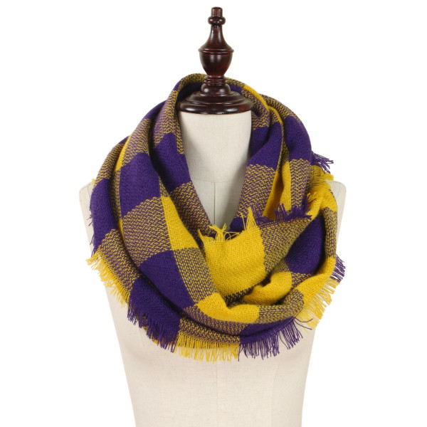 Wholesale buffalo plaid woven infinity scarf acrylic W L