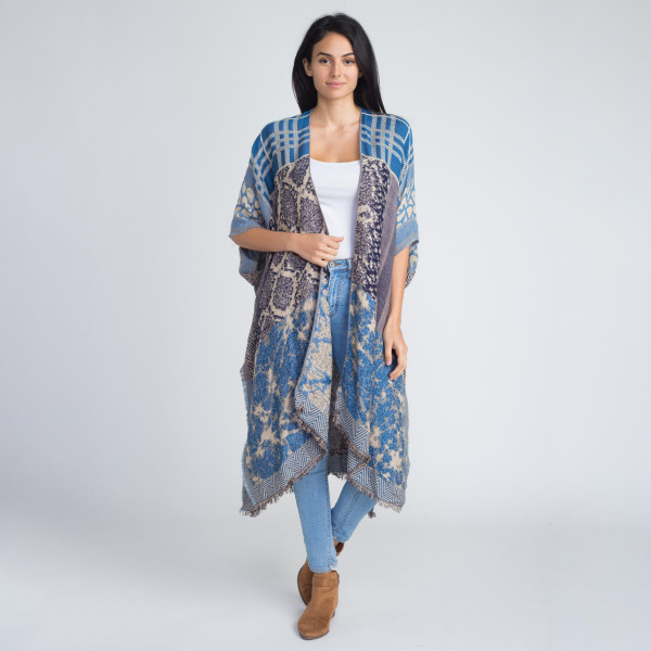 Wholesale long comfy mixed pattern kimono acrylic One fits most