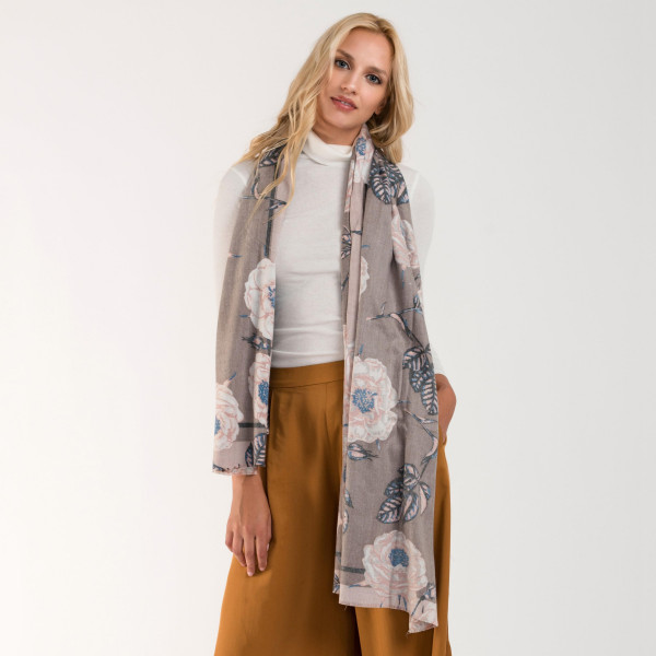 Wholesale floral print scarf cotton polyester