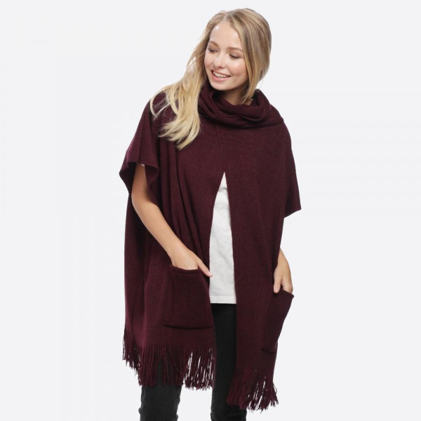 Wholesale knit Poncho Front Pockets o Material Acrylic o oz