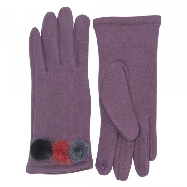 Wholesale gloves faux fur pom pom detail polyester