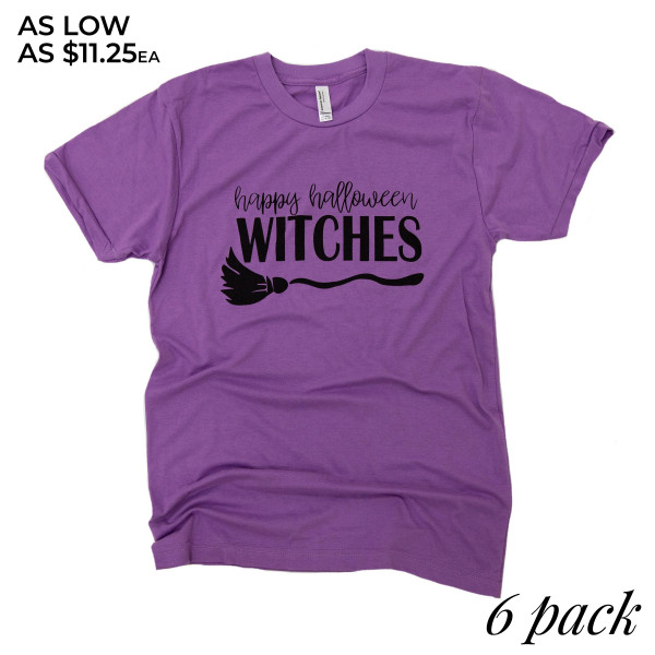 Wholesale hAPPY HALLOWEEN WITCHES Short Sleeve Boutique Graphic Tee t shirts sol