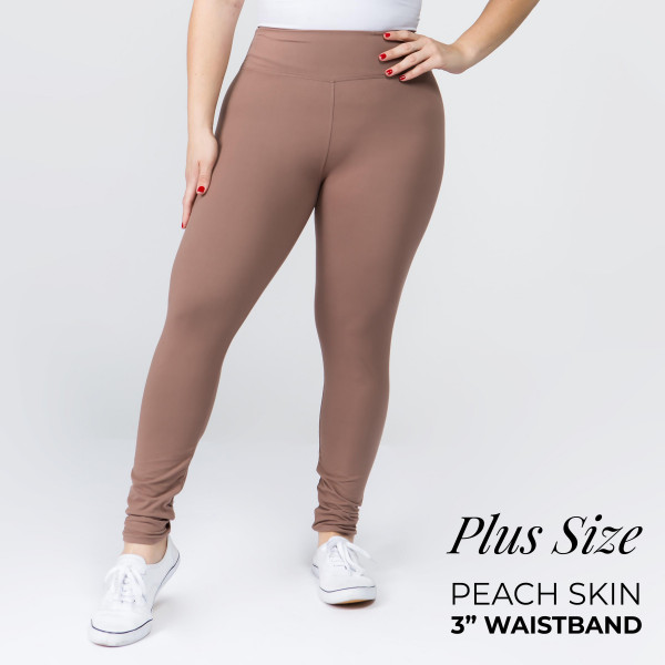 Wholesale women s Plus Mix Brand Waistband Solid Peach Skin Leggings Elastic Wai