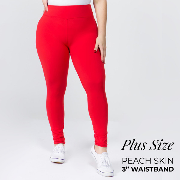 Wholesale women s Plus Mix Brand Waistband Solid Peach Skin Leggings Elastic Wai