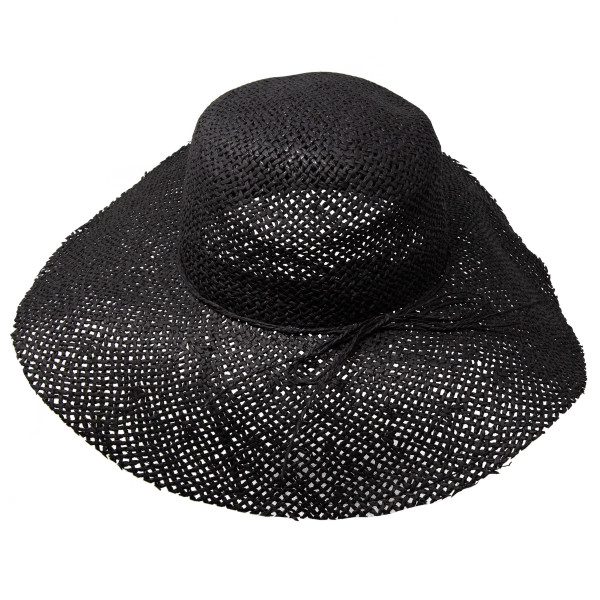 Wholesale brim sun hat adjustable circumference black ribbon paper One