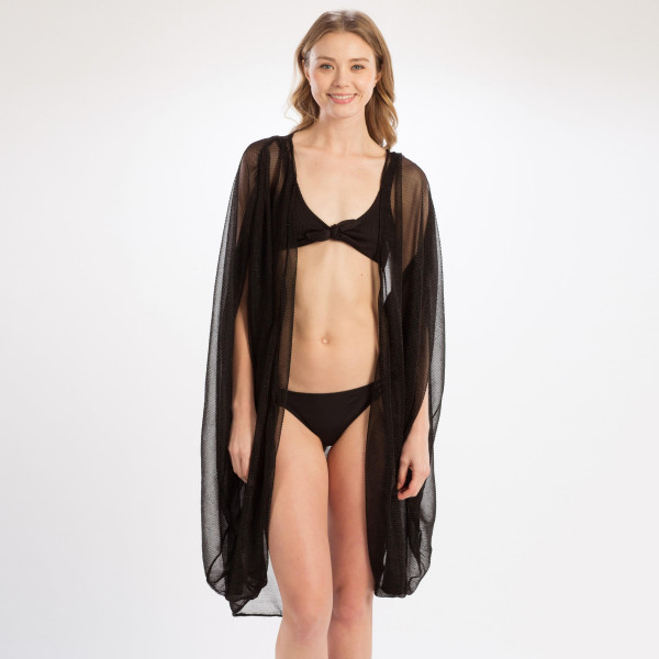 Wholesale lightweight sheer crinkle fabric swimsuit cover up Polyester One fits