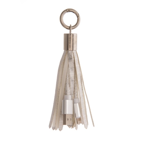 Wholesale portable cell phone charger tassel keychain USB Lightning cable connec