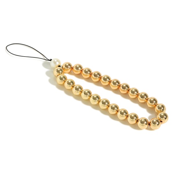 Wholesale metal Beaded Cell Phone Strap Pearl Accent