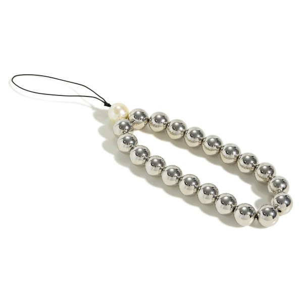 Wholesale metal Beaded Cell Phone Strap Pearl Accent