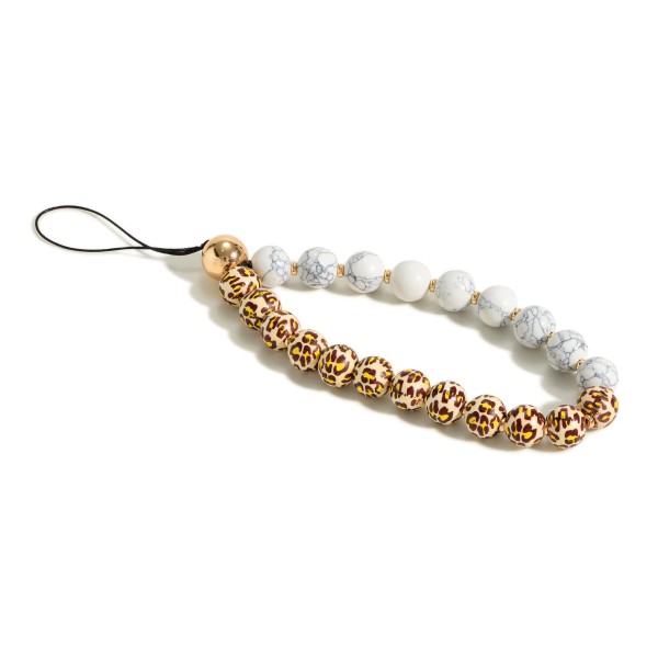 Wholesale stone Animal Print Beaded Phone Strap Long