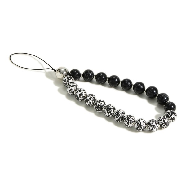 Wholesale stone Animal Print Beaded Phone Strap Long