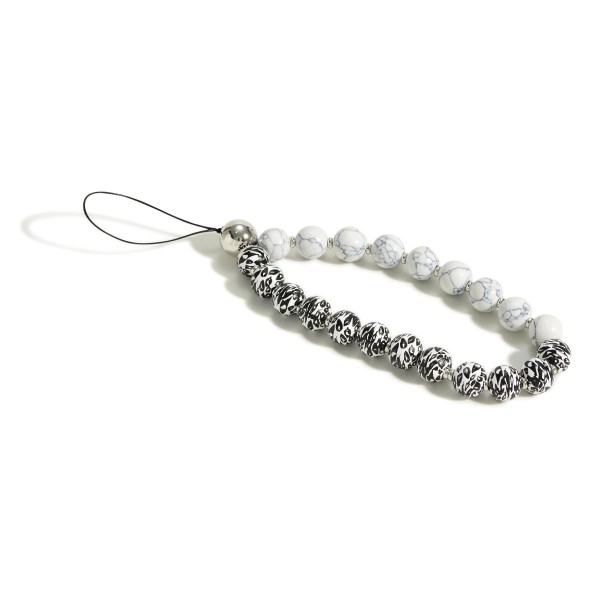 Wholesale stone Animal Print Beaded Phone Strap Long