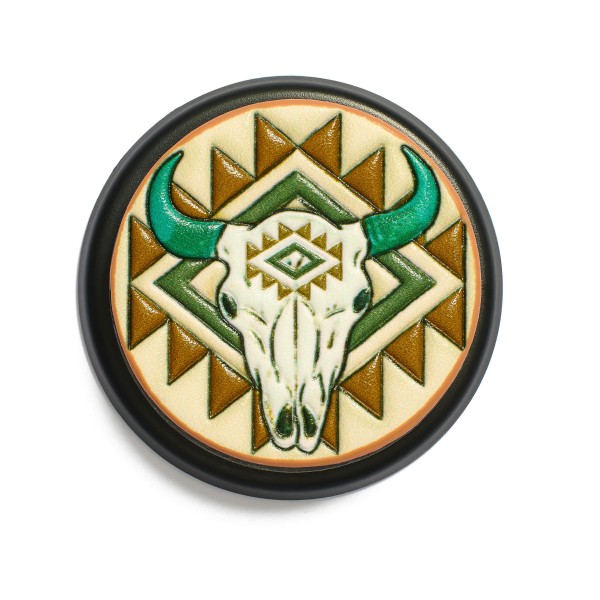 Wholesale vegan Leather Aztec Cow Skull Phone Grip Magnetic Grip D