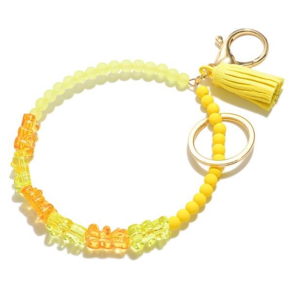 Wholesale beaded Key Ring Candy Bear Beads Tassel Accent Diameter