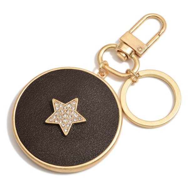 Wholesale faux Leather Rhinestone Star Keychain Bag Charm Key Ring Lobster Claw