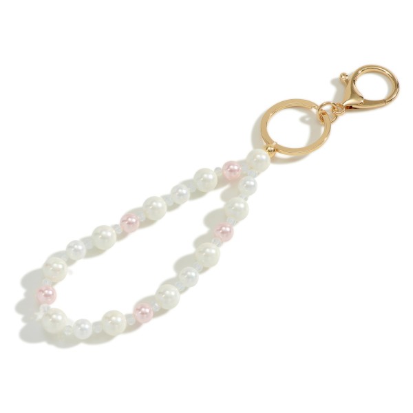 Wholesale chunky Glass Pearl Beaded Keychain Long