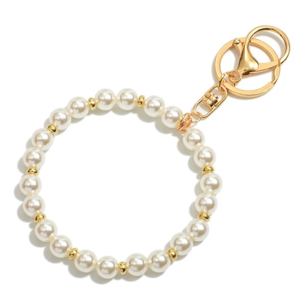 Wholesale pearl Keychain Gold Accents Diameter Has Keyring Lobster Claw
