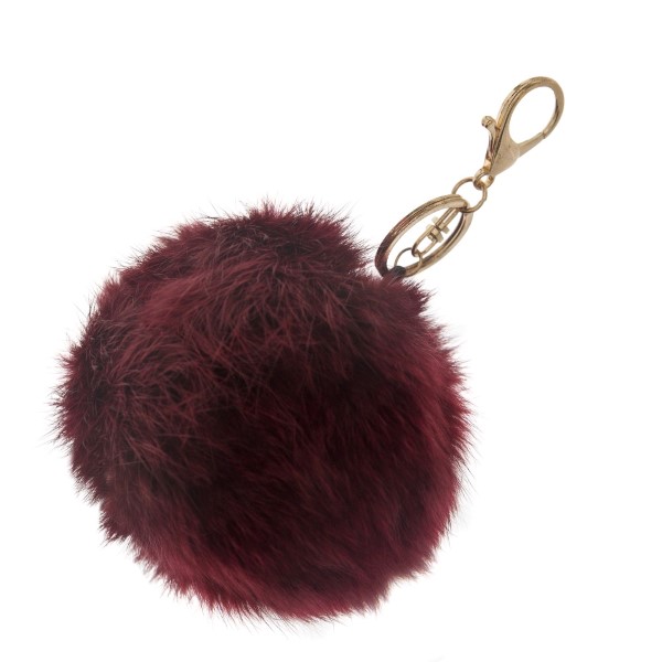 Wholesale maroon pom pom keychain