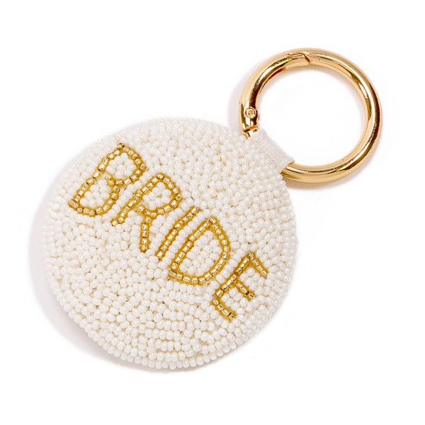 Canvas and Seed Bead "Bride" Keychain.

- Approximately 3.5" L