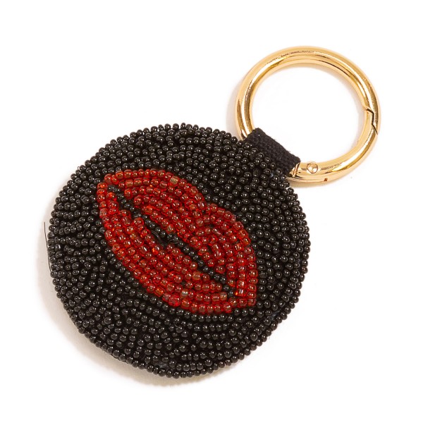 Canvas and Seed Bead Lips Keychain.

- Approximately 3.5" L