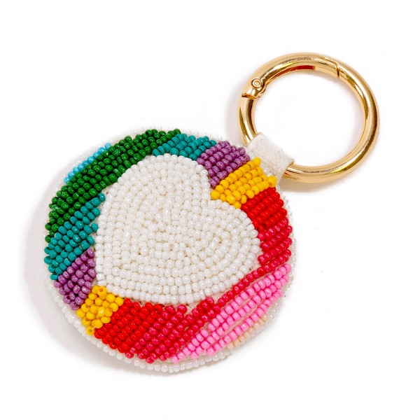 Canvas and Seed Bead Heart Keychain.

- Approximately 3.5" L