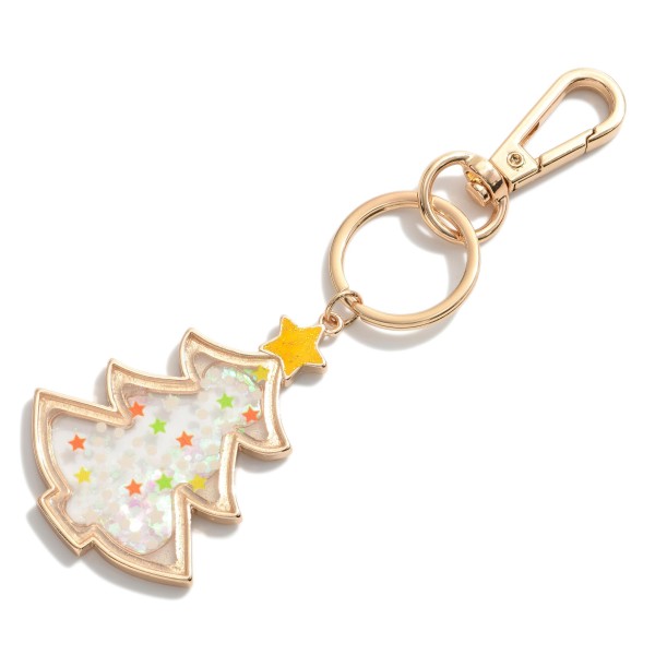 Wholesale glitter Christmas Tree Keychain L