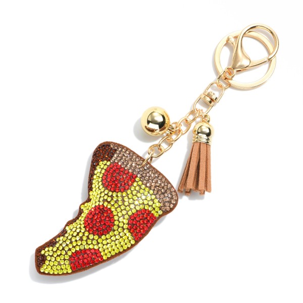 Wholesale rhinestone Pizza Keychain L