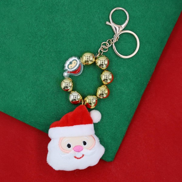 Wholesale beaded Christmas Key Ring Metal Beads Stuffed Santa L