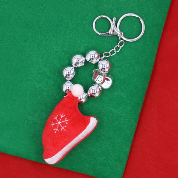 Wholesale beaded Christmas Key Ring Metal Beads Stuffed Santa Hat L