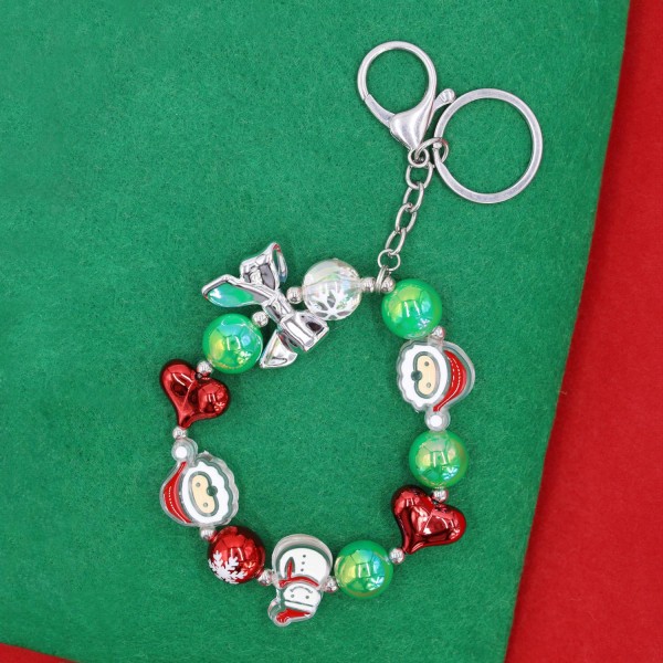 Wholesale beaded Christmas Key Ring Acetate Beads Hearts Bow L