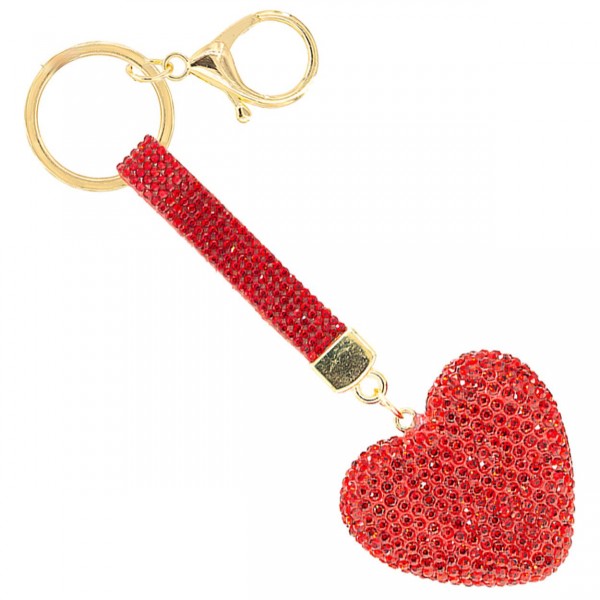 Wholesale metal Rhinestone Heart Keyring Studded Strap L
