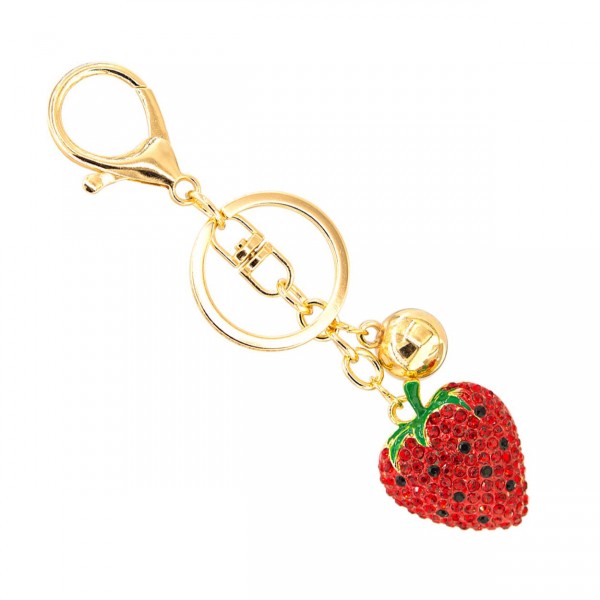 Wholesale metal Rhinestone Strawberry Keychain Approximate L