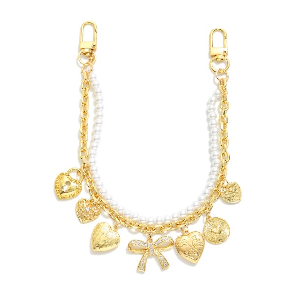 Wholesale layered Chain Link Handbag Chain Pearls Heart Bow Coin Charms L