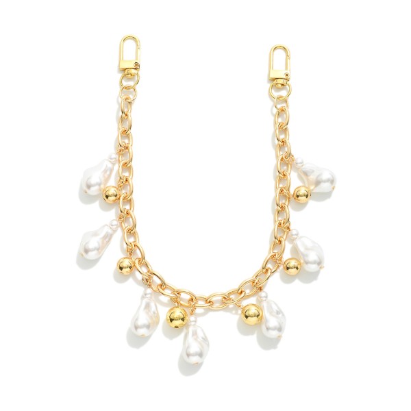 Wholesale chain Link Handbag Chain Baroque Pearls Gold Charms Swivel Claw clasp