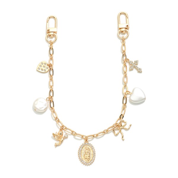 Wholesale chain Link Handbag Chain Metal Tones Hearts Pearl Charms L