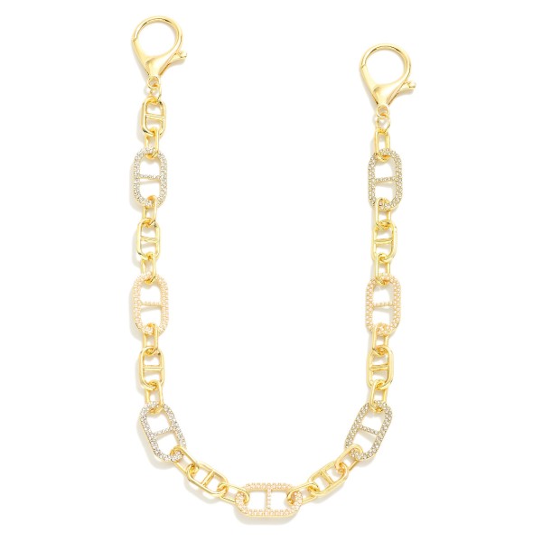Wholesale gold Pig Nose Chain Link Bag Charm Rhinestones Pearls L
