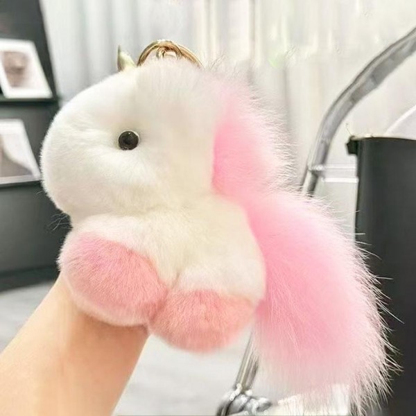 Fuzzy Unicorn Key Ring 

- Approximately 6.5" L