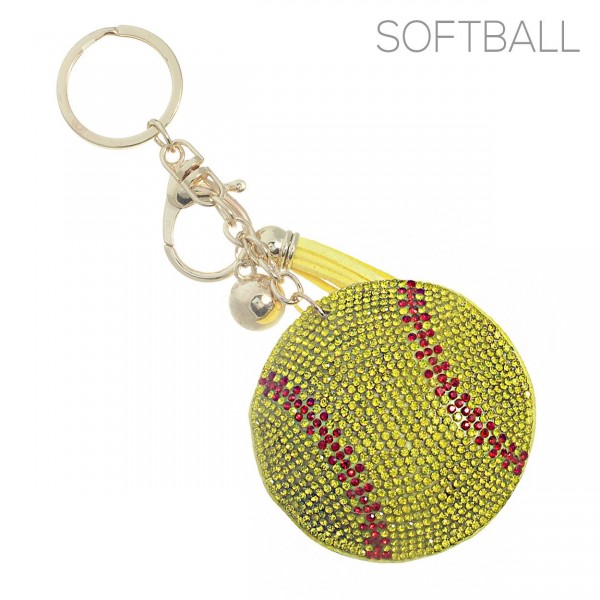 Rhinestone Studded Sports Ball Key Ring 

- Approximately 7" L