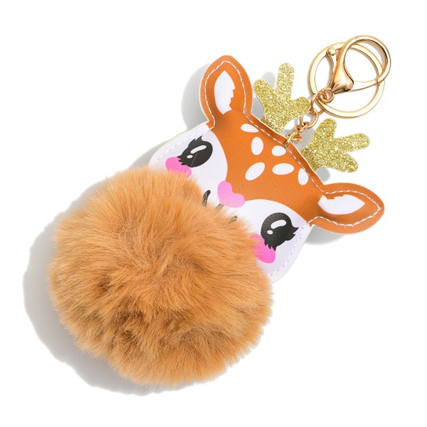 Faux Fur Puffy Reindeer Key Ring 

- Approximately 5" L