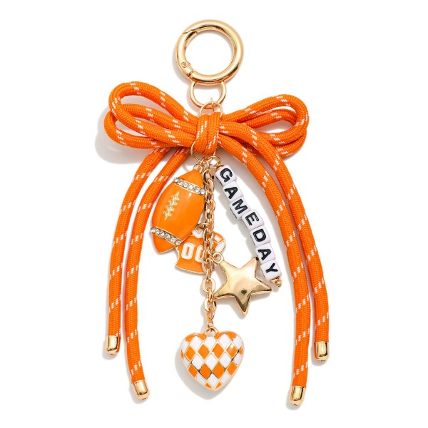 Chain Link Bag Charm Featuring Rope Heart & Enamel Game Day Charms 

- Approximately 6" L 