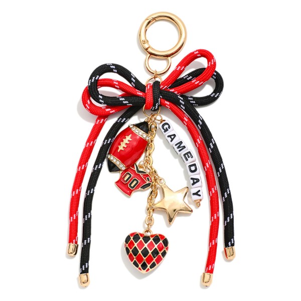 Chain Link Bag Charm Featuring Rope Heart & Enamel Game Day Charms 

- Approximately 6" L 