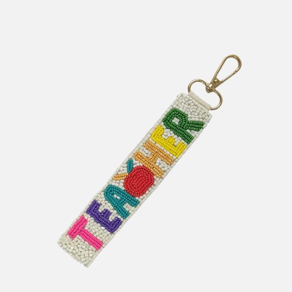 Seed Beaded "TEACHER" Keyring

- Approximately 7" L