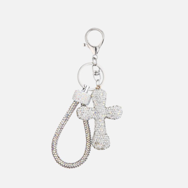 Rhinestone Studded Cross Key Ring

- Approximately 4.5" L