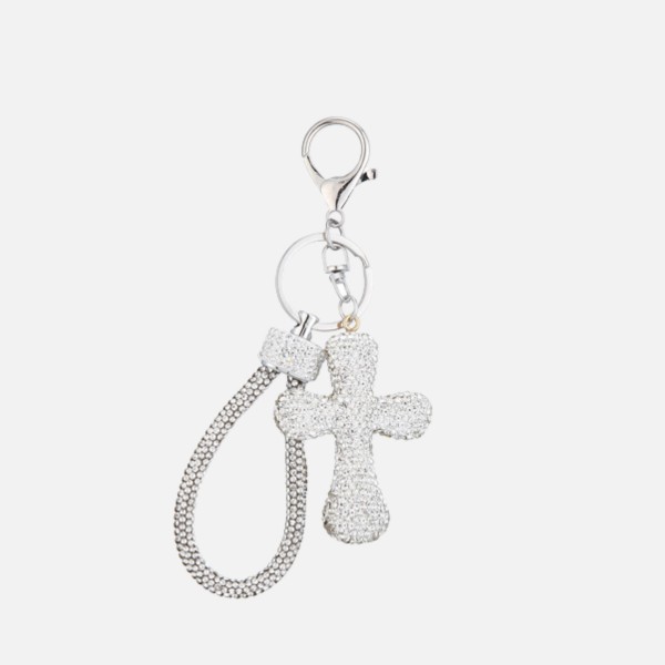 Rhinestone Studded Cross Key Ring

- Approximately 4.5" L