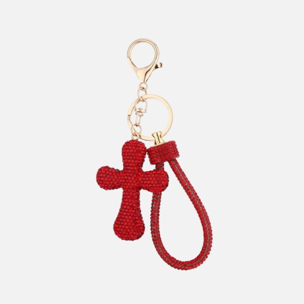 Rhinestone Studded Cross Key Ring

- Approximately 4.5" L
