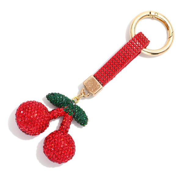 Rhinestone Studded Cherry Bag Charm 

- Approximately 5.5" L

