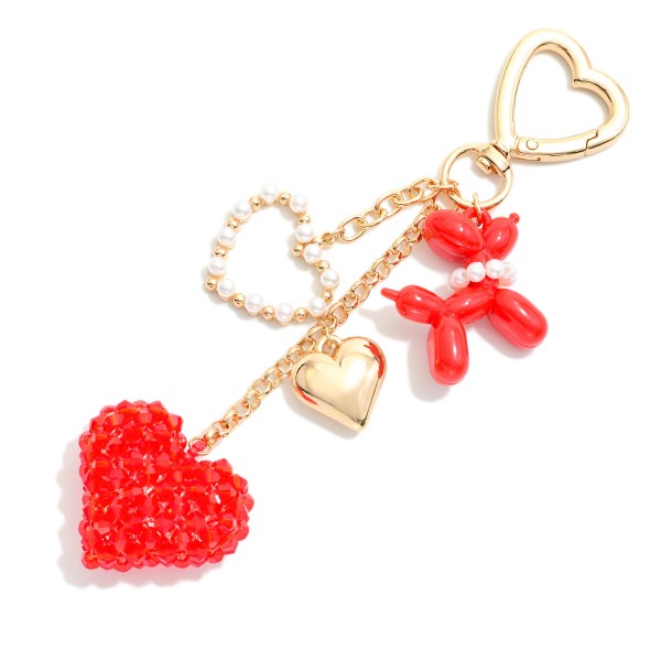 Valentine's Key Ring Featuring Hearts & Plastic Balloon Dog 

- Approximately 6.5" L