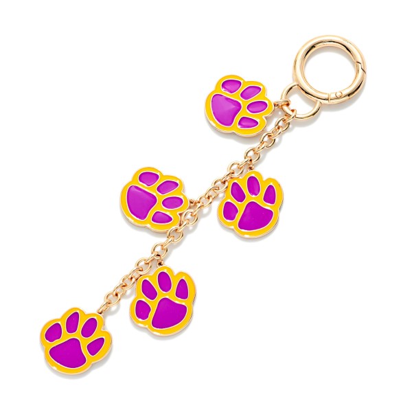 Linked Enamel Paw Prints Key Ring 

- Approximately 6" L