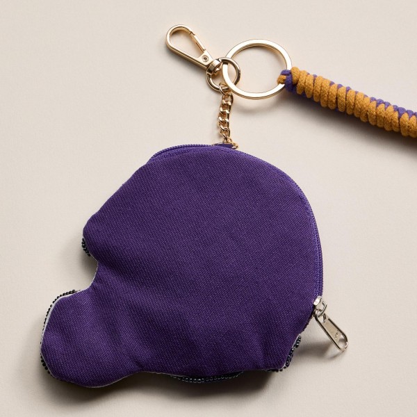 Sequin & Seed Beaded "GAME DAY" Football Helmet Pouch Key Ring 

- Full Zip Closure 
- Approximately 7" T X 4" L
