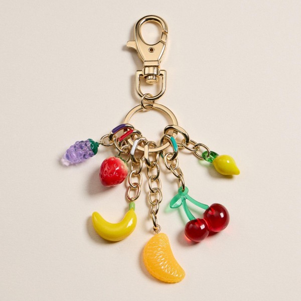 Glass Fruit Charms Key Ring 

- Approximately 6" L